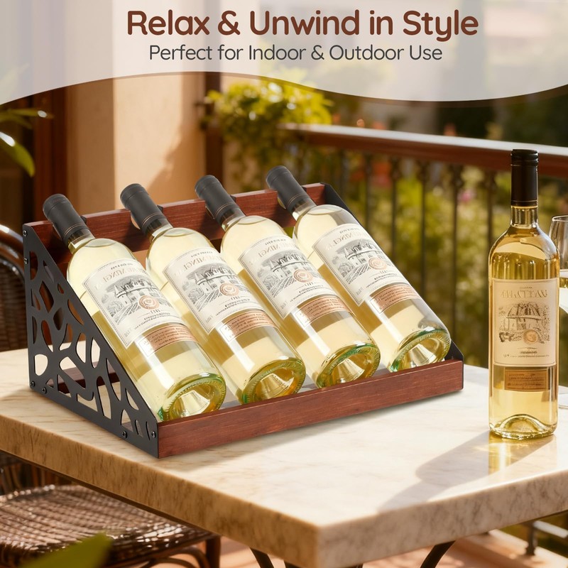 TRSPCWR 4-Bottle Rustic Countertop Wine Rack
