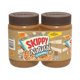 Skippy Natural Creamy Peanut Butter 48oz 2 Pack No Stir Spread