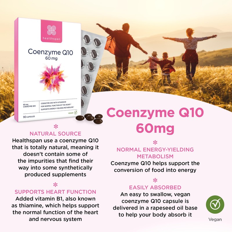 Healthspan Coenzyme Q10 60mg | 90 Capsules | Added Vitamin