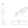 Pack 2 Lift Off Bullet Hinge Weld On Brass Bush
