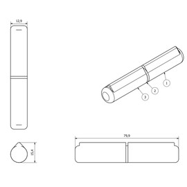 Pack 2 Lift Off Bullet Hinge Weld On Brass Bush 13x80mm Heavy Duty Industrial