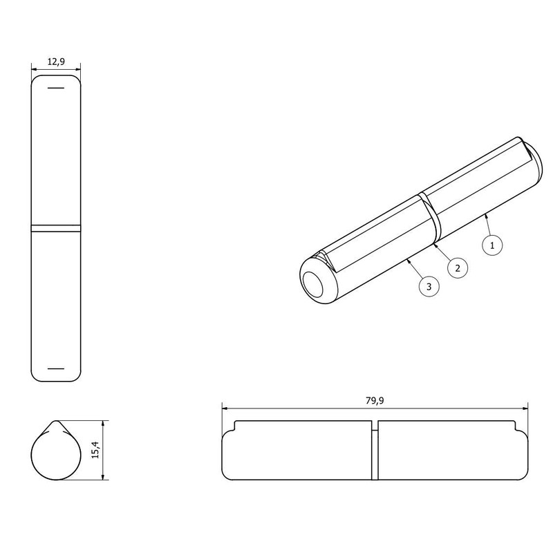 Pack 2 Lift Off Bullet Hinge Weld On Brass Bush