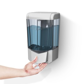 BEZADI Hand Liquid Soap Dispenser Wall Mount 20floz Commercial Single Head Manual Push Soap Dispensers ABS 9306 Sliver