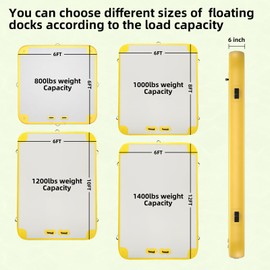 Inflatable Floating Dock Platform 6ft Swim Mat, Inflatable Floating Island Raft with None-Slip Surface, Multi-People Air Float for Lake Pool Beach Ocean (YELLOW, 6x6 FT)