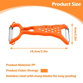 Pack of 2 Peeler, Vegetable Peeler, Julienne Peeler, Grater and Vegetable Peeler, Double Ended Peeler, Double Head Fruit Vegetable Peeler, Double Peeling and Chopping, Chopper for Carrots, Apples