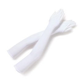 Leg Avenue Women’s Net Floral Lace Sleeves Extra Long Arm Warmers Lace Fingerless Gloves for Women with Finger Loop, White, One Size