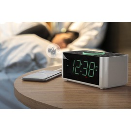 Alarm Clock Radio with 10W Wireless Charging, Snooze,Bluetooth, Dual Alarm, 1.4'' LED Display, Dimmer, USB Charging Clock for Bedside iTOMA CKS910