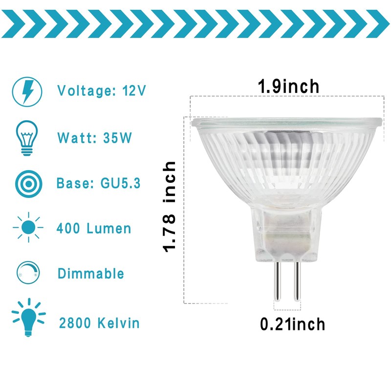 EKSAVE MR16 Halogen Bulbs 12V 35W GU5.3 Bi-Pin Base Spotlight