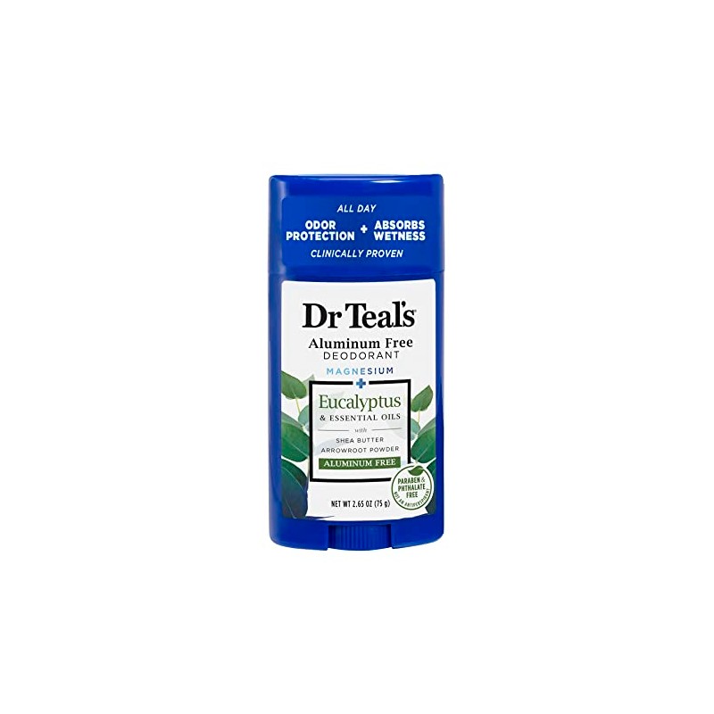 Dr Teal's Desodorante Libre de Aluminio, Aceite Escenciale de Eucalipto,