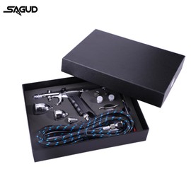 SAGUD Airbrush Gun Set Single Action Air Brush Pen 0.3mm with Extra 0.5 0.8 mm Needles,Airbrush Hose and 2CC/5CC/13CC Cup Kit