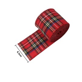 NAUZE 2Rolls Scotland Burlap Ribbon Wired Edge Wrapping Ribbons Christmas Red Plaid Ribbons for Christmas Tree Decor DIY Craft （6.3cm*10yards）