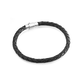 Rafaela Donata - Leather Bracelet - Genuine Leather Stainless Steel - Many Sizes, Leather Jewelry, Genuine Leather Bracelet - 60160094
