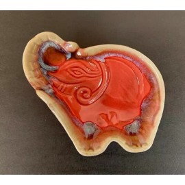 Unbranded Coral-Hued Ceramic Dish in Shape of an Elephant