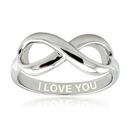 Sterling Silver I Love You Engraved Infinity Ring, Size 10