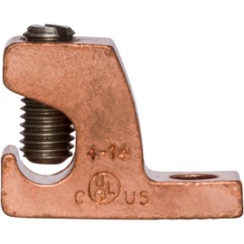 Morris Products Direct Burial Lay-in Connectors – for Copper Conductors, Grounding Swimming Pools, Spa Equipment, Conduit Bushings – 4 AWG, .26” Bolt, 1.04”L x .47”W x .76”H, 1-Pack 90572