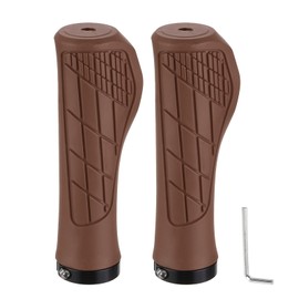HARFINGTON Bike Handlebar Grips Single Lock on Non-Slip Bicycle Grips Fit 7/8" Handlebars for Mountain Road Foldable MTB BMX Scooter Cruiser Tricycle, Brown