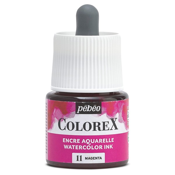 Pébéo - Colorex Ink 45 ml Magenta – Colorex Watercolour Ink Pébéo – Velvety Pink Ink – Multi-Tool Drawing Ink for All Media – 45 ml – Magenta