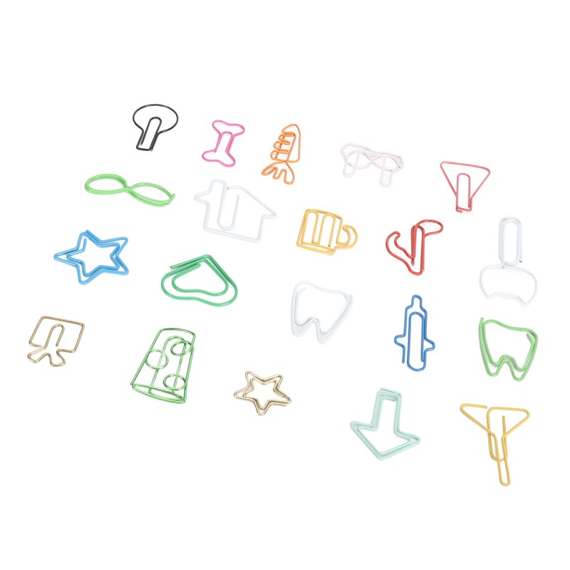 100Pcs Cute Paper Clips 20 Shapes Adorable Fun Metal Paper