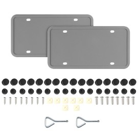 HZEL Car License Plate Frame, 2PCS Silicone Rustproof Front Back Tag Guard Bracket Holder, Rattle Proof & Weatherproof Automotive Protection Accessories, Universal for SUV, Truck, RV(Gray)