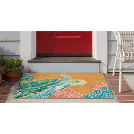 Liora Manne Natura Door Mat Novelty Designs - Durable Natural Coir & Vinyl Back, Long Lasting Color, Foyers, Porches, Patios & Decks, Sea Turtle, 2' x 3'