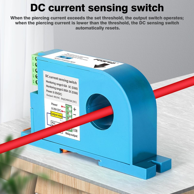 DC Current Sensing Switch, D360 0-50A DIN Rail DC Current