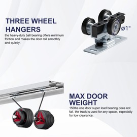 COSHOMER 5FT Bypass Door Hardware, Closet Door Track Kit, Top-Mounted Style, Made of Heavy Duty Aluminum, Smoothly and Quietly, for 2 Doors System - Fit Min Door Panel Width of 30.5in, Silver