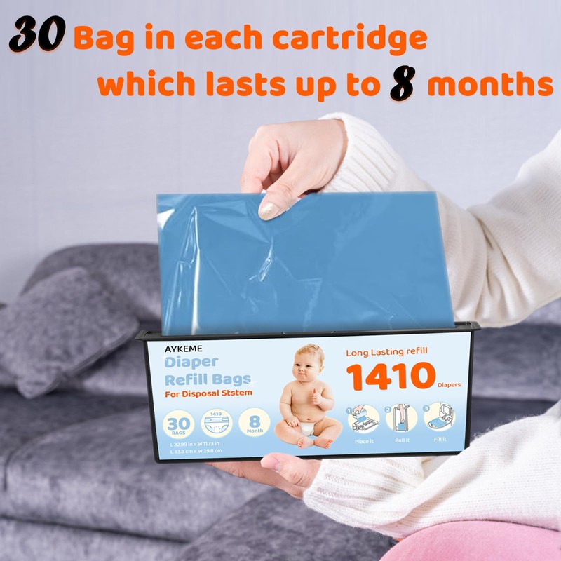 90 Bags Diaper Pail Refills Bags Compatible with Genie Easy