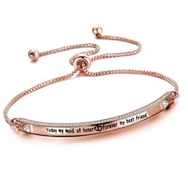 CENWA Maid of Honor Bracelet Maid of Honor Wedding Jewelry Today My Maid of Honor Forever My Best Friend Sister Bracelet Bridesmaid Wedding Proposal Gift for Bridesmaid Flower Girl (Maid of Honor RG)