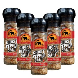 Ghost Pepper Salt Seasoning by African Dream Foods | Spicy & Chili Salt with Natural Hot Ghost Peppers, Sea Salt | Ideal for Meat, Chicken, Seafood | 5-Pack