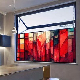 WBQMUNY Stained Glass Window Film,Window Privacy Film,Colorful Static Cling Sun Blocking Heat Control Film for Home Bathroom Door17.7"x39.5" (BH051)