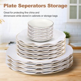 Imperius Set of 96 Felt Plate China Storage Containers Dividers Protectors - Thick and Premium Soft - Dish Storage Containers Dividers 24-10", 48-6", 24-4.8"-White