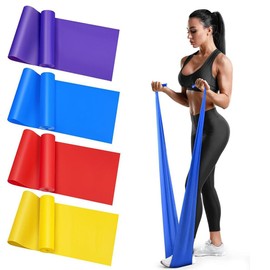 Resistance Bands Set of 4, Non-Latex Exercise Bands for Strength Training, Yoga, Pilates, Physical Therapy & Rehab, Stretch Bands for Home & Gym Fitness, Men & Women