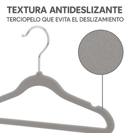 MRK HOME - Set de 25 Ganchos de Terciopelo Color Gris para Niños, Perchas Metalicos de Alta Calidad con Rotacion 360°, Antideslizantes y Resistentes (25 Ganchos para Niños)