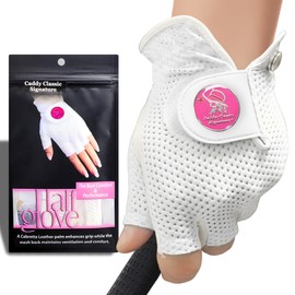 Caddy Classic Ladies Golf Glove Women | Half Finger Mesh Design for High Breathability | Premium Leather Construction for Comfortable Fit | Includes Stylish Magnetic Ball Marker