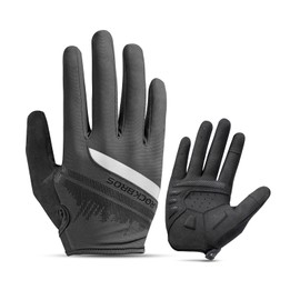 ROCKBROS Full Finger Gloves, Cycling Gloves, Summer, Cycling Gloves, For Spring, Autumn, Winter, Cycling Gloves, Anti-Slip, Shock Absorption, Breathable, Reflective Material, Print, Smartphone
