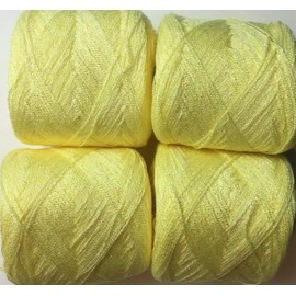 Hilos Mexico Lace yarn Crystal Color 49-Yellow Acrylic/Rayon. 900 yards per ball. 1 lot of 4.