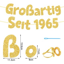 HUKUMA Great Since 1965, Funny Banner 60th Birthday, Glitter Banner 60th Birthday Man Woman, Party Decorations and Accessories, Birthday Decoration Gifts Anniversary 60 Years