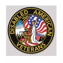 American 3 Inch Non-Reflective Round Disabled American Veterans Vets Vinyl Sticker