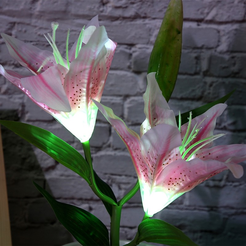 Solar LED Artificial Lily Lamp Simulation Bonsai Decor Flower Light