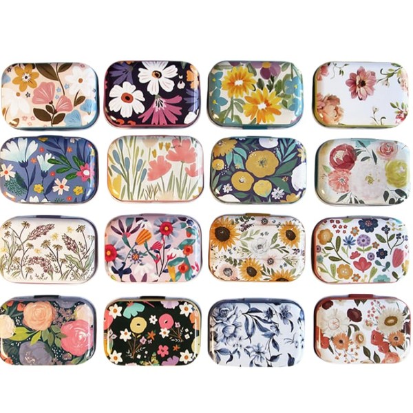 CCUUHJ 8 x Rectangular Small Tin Canisters Metal Hinged Tins