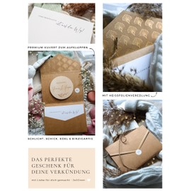 Joli Coon You Will Be Uroma and Uropa Wooden Disc with Folding Envelope and Seal Sticker - Pregnancy Announcement Uroma and Uropa