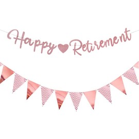 Happy Retirement Letter Banner with Bunting Flags Retired Congrats Retirement Party Decorations Supplies For Retired Men Women