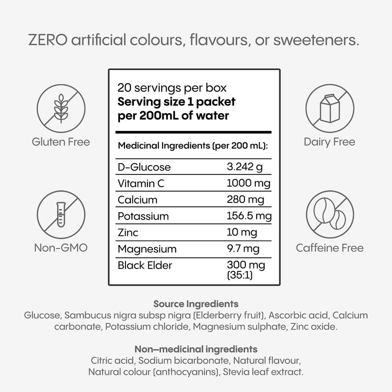 HydraLyte Plus Immunity - Electrolytes + Vitamin C Powder +
