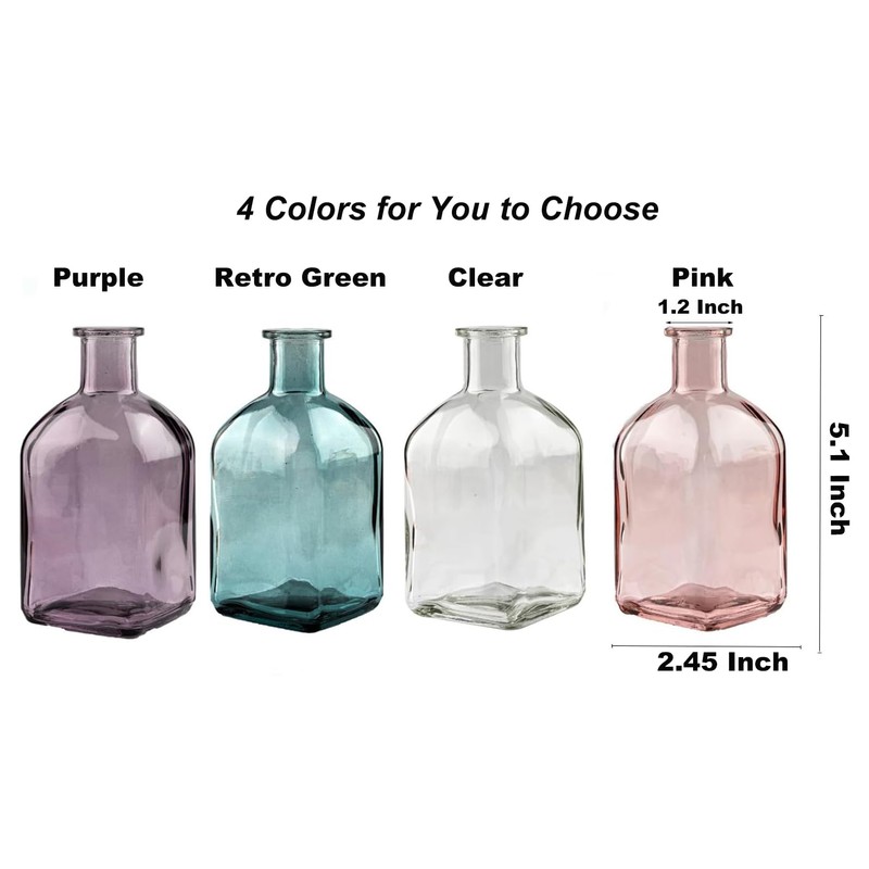 Coastal Style Small Decor Nordic Minimalist Glass Vase,Retro Green Set
