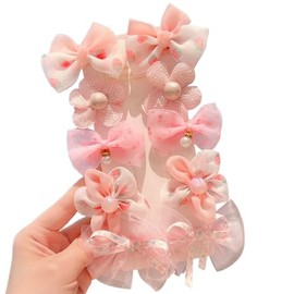 YC-GREHUN children's bow hair clips little girl hair clips baby girl hair accessories cute bow girls hair accessories fabric headwear（pink）