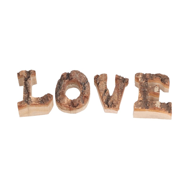 4Pcs Letters Wooden Blocks LOVE Shape Retro Free Standing Decorative