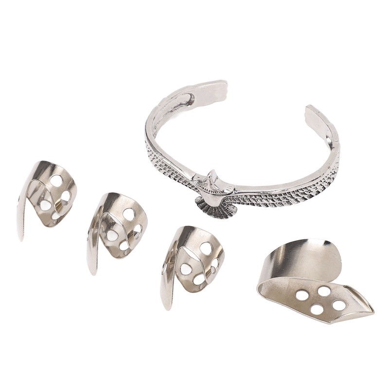 Guitar Pick Set with Alloy Bracelet Stainless Steel Finger Thumb