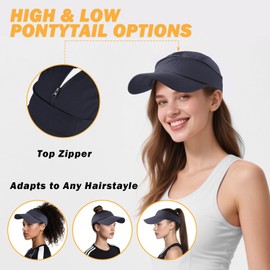 AYPOW Baseball Cap Women's Multifunctional Quick Drying Baseball Cap Sun Visor Cap Lightweight Foldable Sun Protection Summer Hat Adjustable Sun Hat Outdoor Tennis Golf Sports Running Cap Unisex, navy
