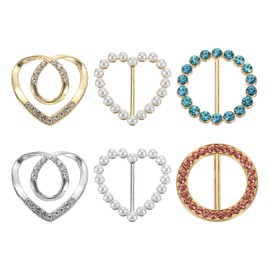 sourcing map 6pcs Silk Scarf Ring Clip, Heart Shape Round T-Shirt Ties Clips Kit Clothes Corner Knotted Button Waist Buckle Wrap Holder for Women Shawl Shirts Clothing, Silver, Gold