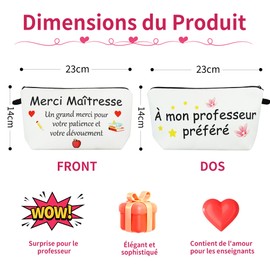 Hapculon Teacher Gift for Teacher Thank You Cosmetic Bag for Teacher Toiletry Bag Thank You for Primary School Teacher Farewell Educator